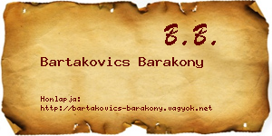 Bartakovics Barakony névjegykártya